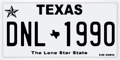 TX license plate DNL1990