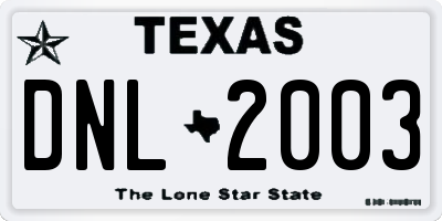 TX license plate DNL2003