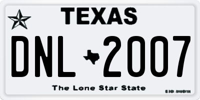 TX license plate DNL2007