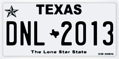 TX license plate DNL2013
