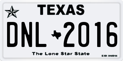 TX license plate DNL2016