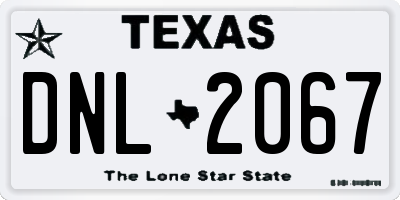 TX license plate DNL2067