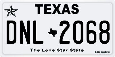 TX license plate DNL2068