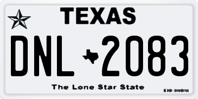 TX license plate DNL2083