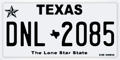 TX license plate DNL2085