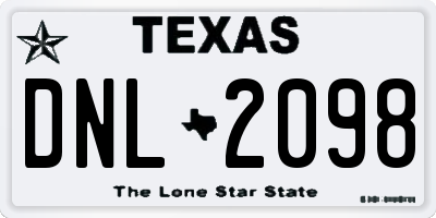 TX license plate DNL2098