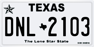 TX license plate DNL2103