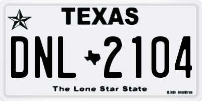 TX license plate DNL2104