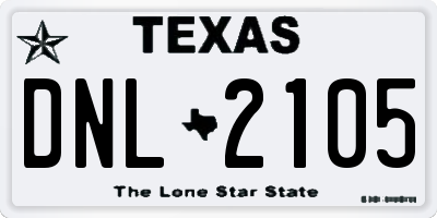 TX license plate DNL2105