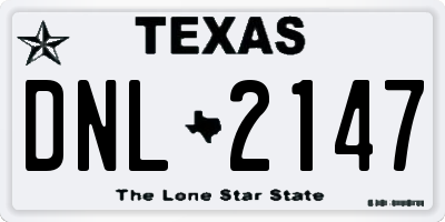 TX license plate DNL2147