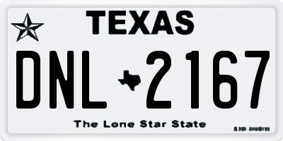 TX license plate DNL2167