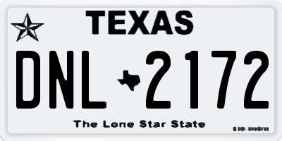 TX license plate DNL2172