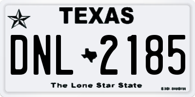 TX license plate DNL2185