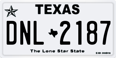 TX license plate DNL2187