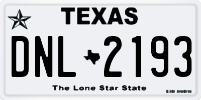 TX license plate DNL2193