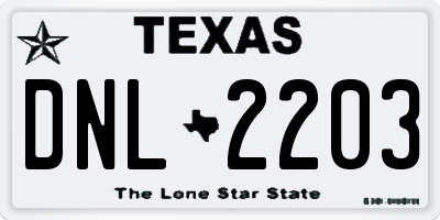 TX license plate DNL2203
