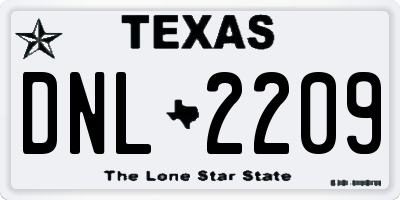TX license plate DNL2209