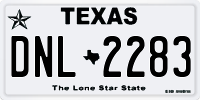 TX license plate DNL2283