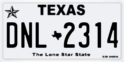 TX license plate DNL2314