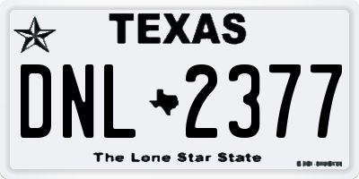 TX license plate DNL2377