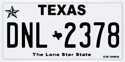 TX license plate DNL2378
