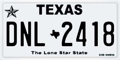 TX license plate DNL2418