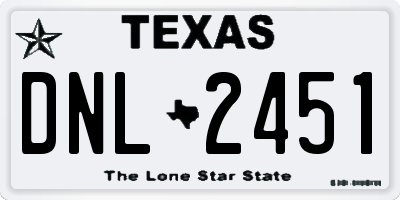 TX license plate DNL2451