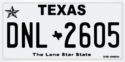 TX license plate DNL2605