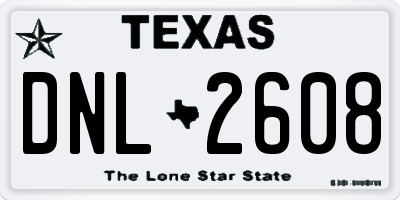 TX license plate DNL2608