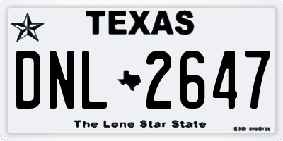 TX license plate DNL2647