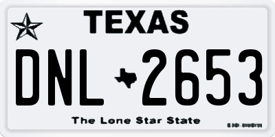 TX license plate DNL2653