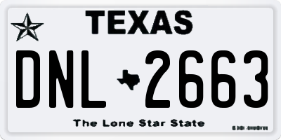 TX license plate DNL2663