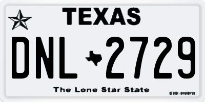 TX license plate DNL2729
