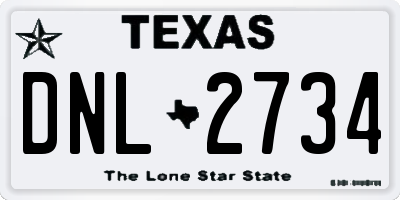 TX license plate DNL2734