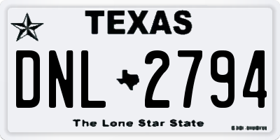 TX license plate DNL2794