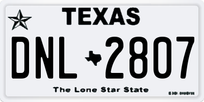 TX license plate DNL2807