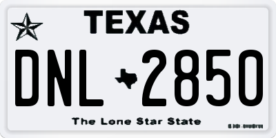 TX license plate DNL2850