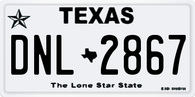 TX license plate DNL2867