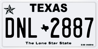 TX license plate DNL2887