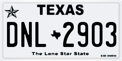 TX license plate DNL2903