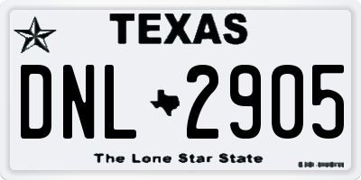 TX license plate DNL2905