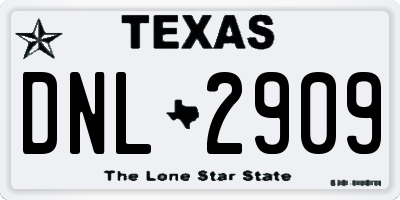 TX license plate DNL2909