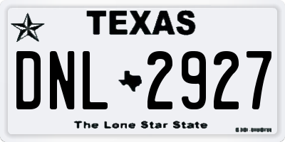 TX license plate DNL2927