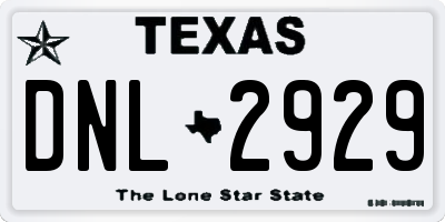TX license plate DNL2929