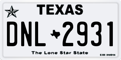 TX license plate DNL2931