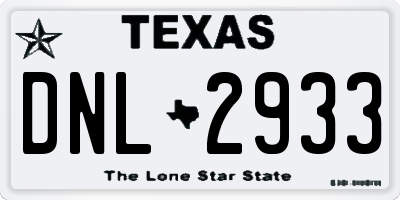 TX license plate DNL2933