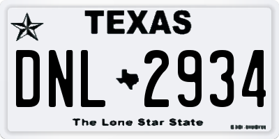 TX license plate DNL2934