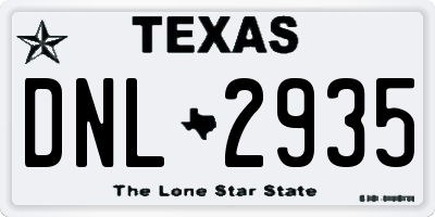 TX license plate DNL2935