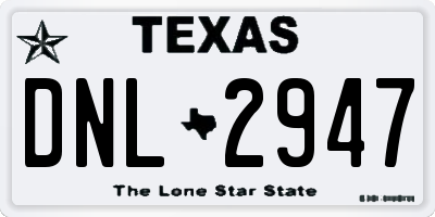TX license plate DNL2947