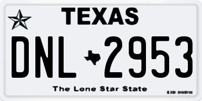 TX license plate DNL2953